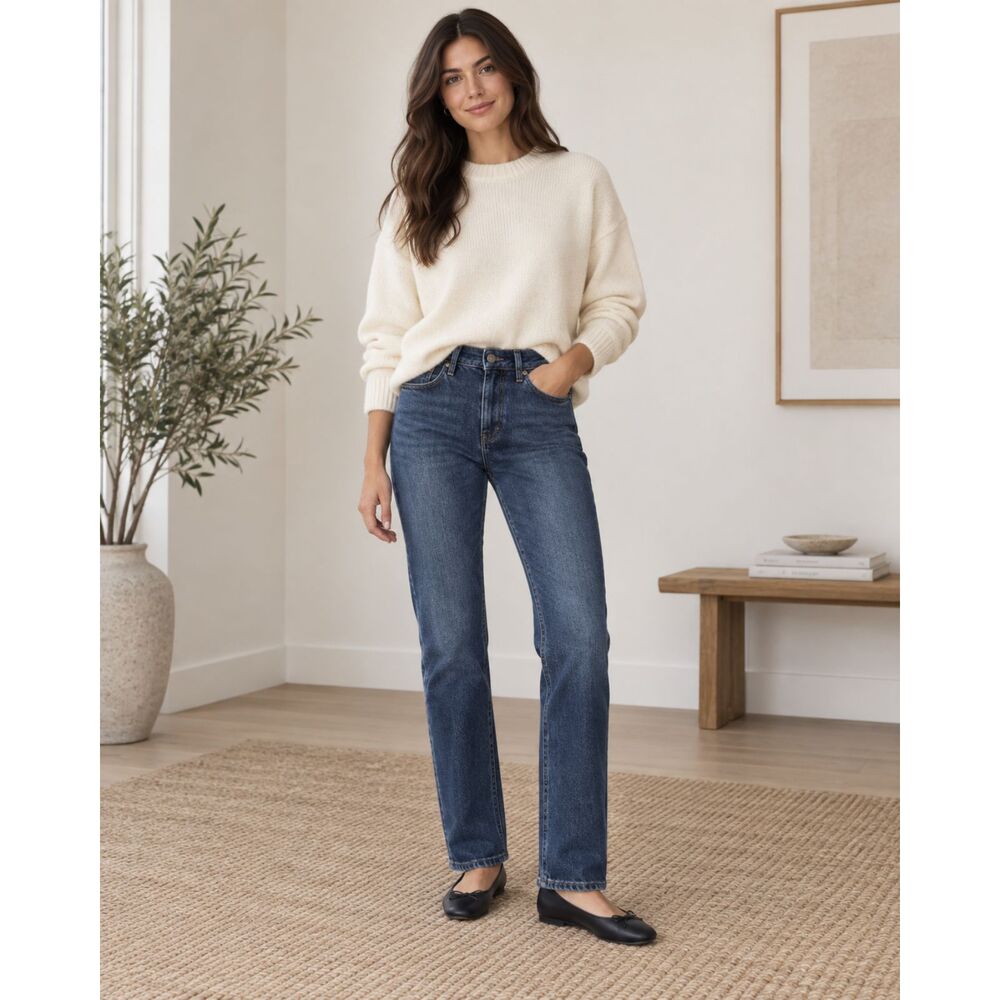 Everlane The Regular Straight Jeans Women’s 26 Medium Wash High Rise Denim